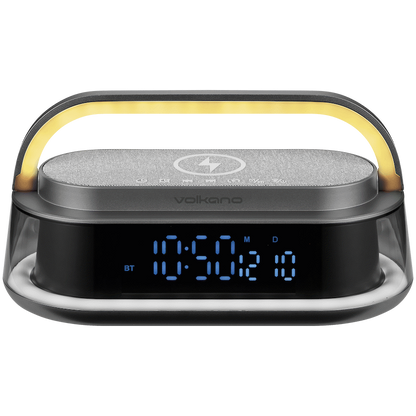 Volkano Awaken Series Alarm Clock with Wireless Charging and Speaker | VK-3129-GR