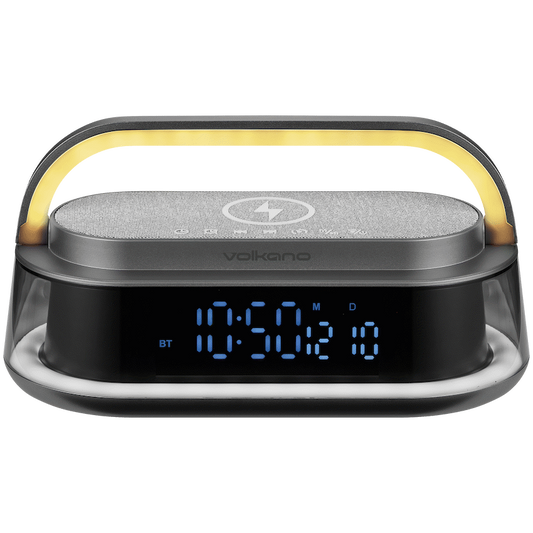 Volkano Awaken Series Alarm Clock with Wireless Charging and Speaker | VK-3129-GR