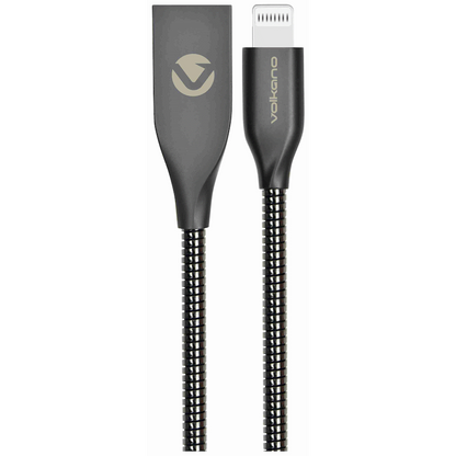 Volkano Iron Series Round Metallic Spring MFI Lightning Cable 6ft - Gun Metal | VK-20094-GM-6