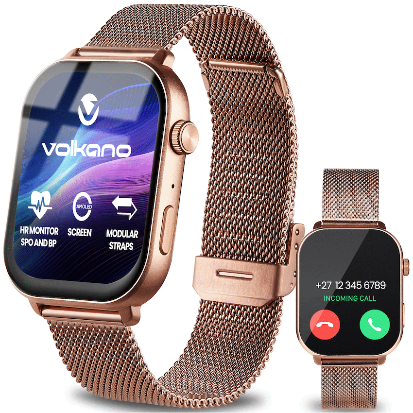 Volkano Trinity Series Smartwatch with Metal Mesh Strap - Gold | VK-5097-GD