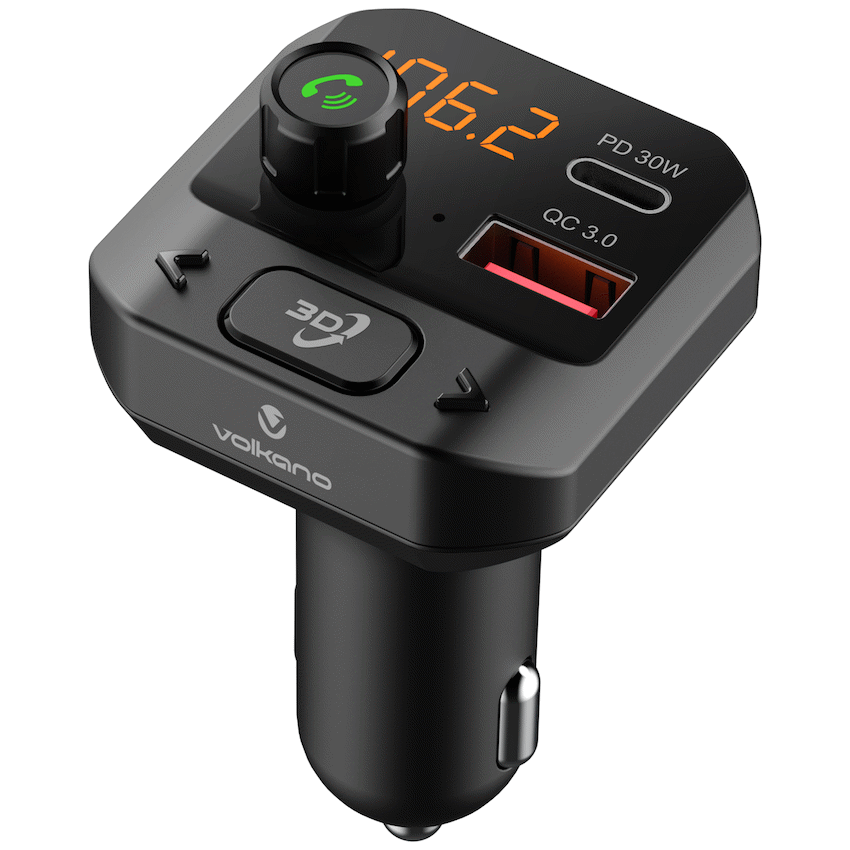 Volkano Grill Series Bluetooth Car Modulator and Charger | VK-3041-BK
