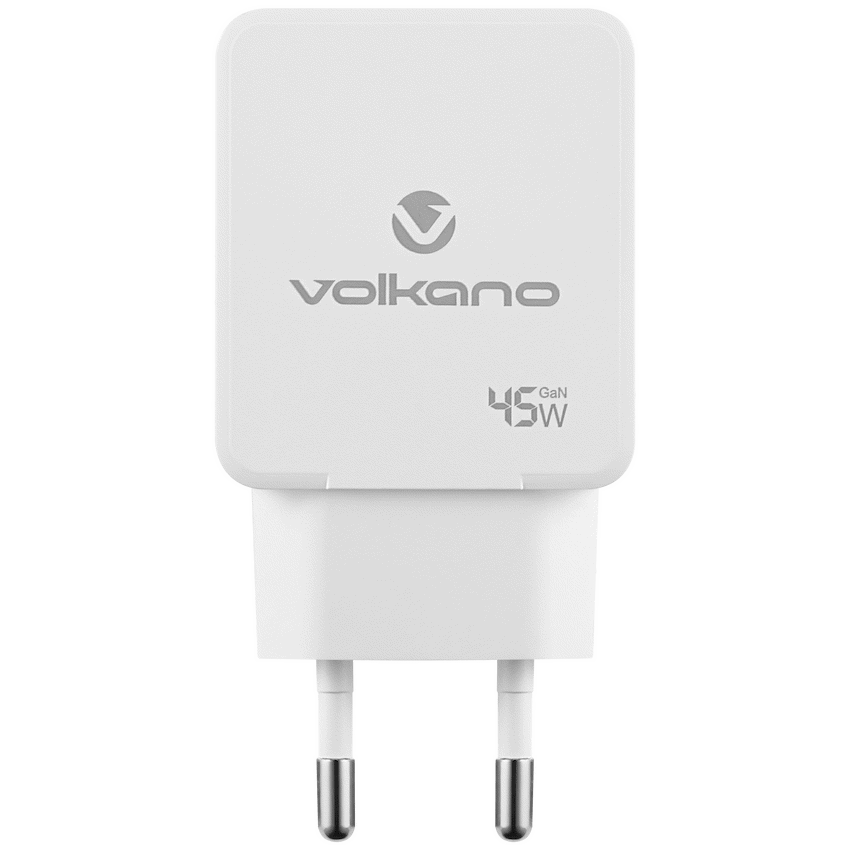Volkano Potent Plus series 45W GaN Compact Dual USB and USB-C PD Wall Charger | VK-8054-WT[V2]