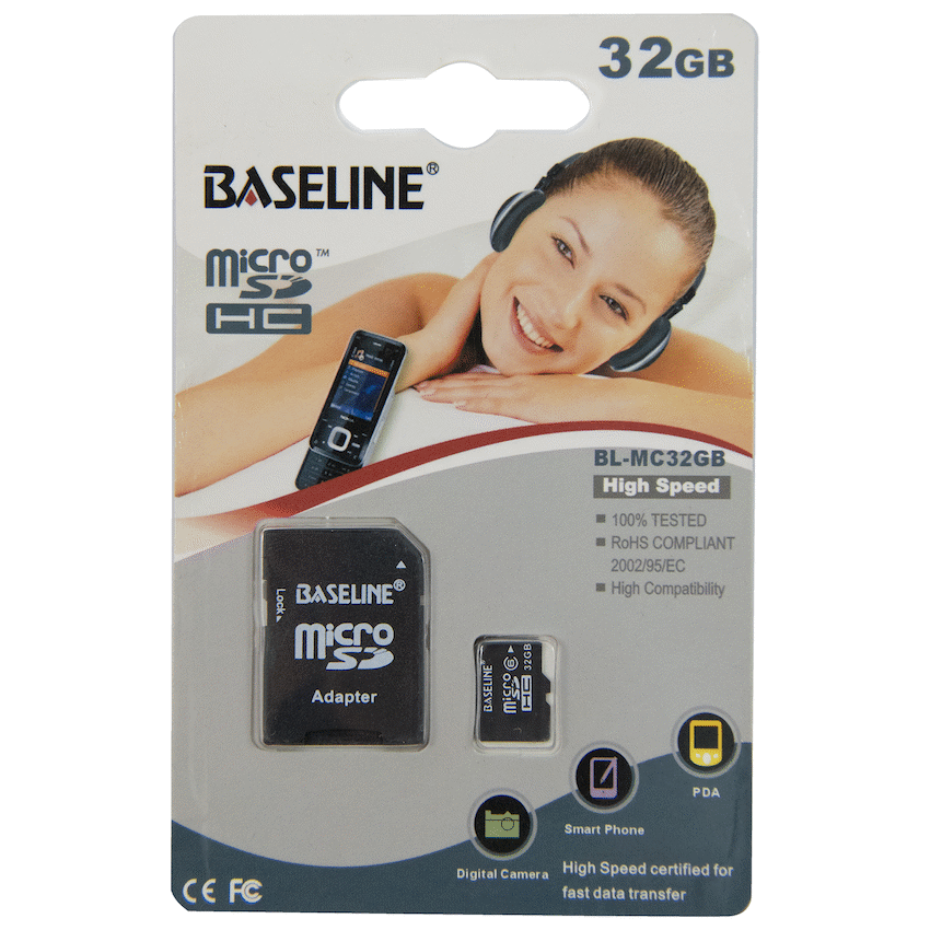 Baseline 32GB MicroSDHC Class 10 Memory Card with SD Adapter | BLRP-MC32GB