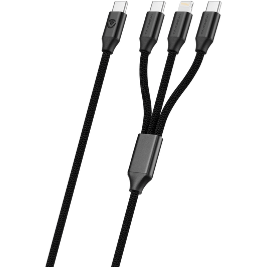 Volkano Weave Series 65w 3-in-1 Charge Cable - Black | VK-20237-BK