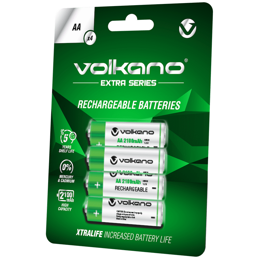Volkano Extra Series Rechargeable AA Batteries (Pack of 4) | VK-8102-GN