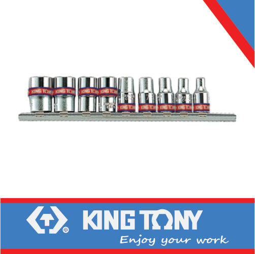 KING TONY SOCKET SET 1/4" RAIL 5/32`` 1/2`` 9PC | 2009SR