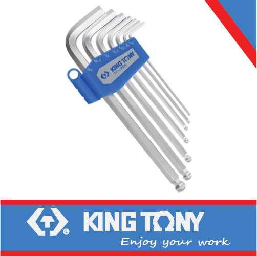 KING TONY ALLEN KEY SET 3/32" 3/8" LONG BALL 7PC | 20107SR