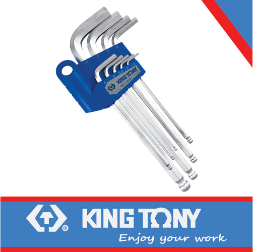 KING TONY ALLEN KEY SET LONG ARM WITH BALL 9PCS | 20110MR