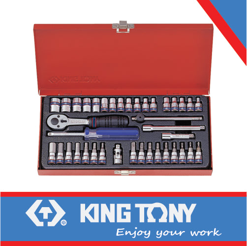 KING TONY 1/4" SOCKET SET WITH BITS 4 13MM 39PC 12P | 2039MR