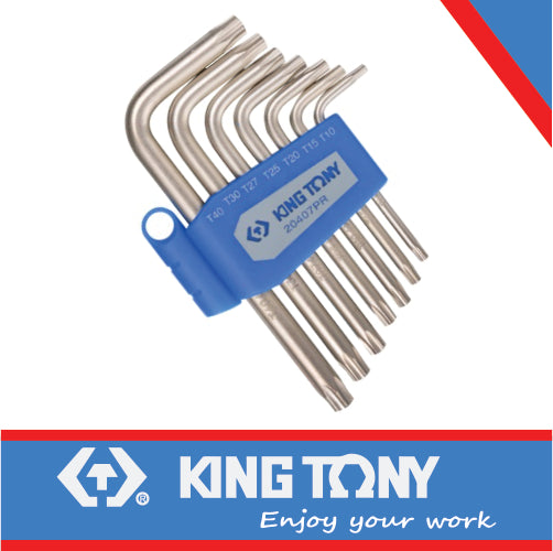 KING TONY TORX L KEY SET 7PC TAMPER PROOF T10 T40 STANDARD LENGTH | 20407PR