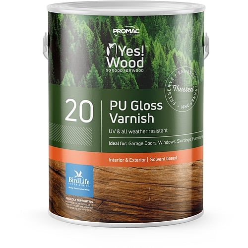 Yes Wood 20 - PU Gloss Varnish, Interior & Exterior, Light Oak 5L