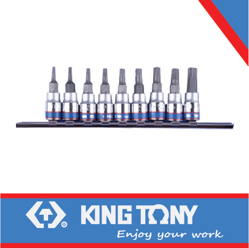 KING TONY SOCKET TORX BIT SET T8 T40 9PC RAIL | 2109PR