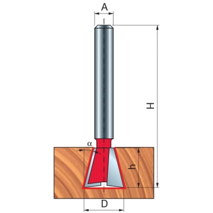 Freud Dovetail Router Bit, D-12.7mm x h-12.7mm H-50.7mm x a-14 x A-1/4" | 22-10425P