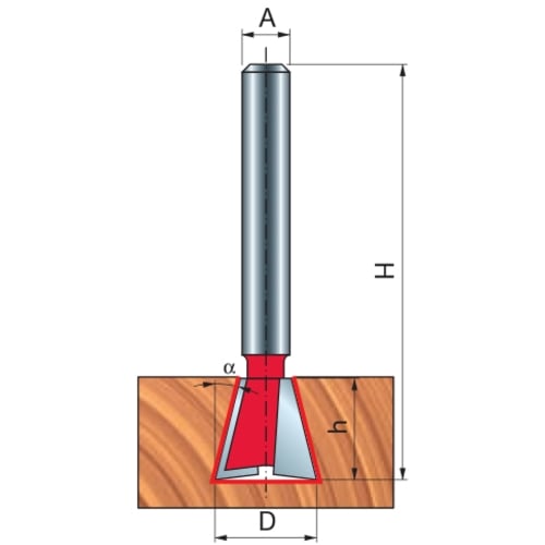 Freud Dovetail Router Bit, D-12.7mm x h-12.7mm H-59.7mm x a-14 x A-1/2" | 22-11250P