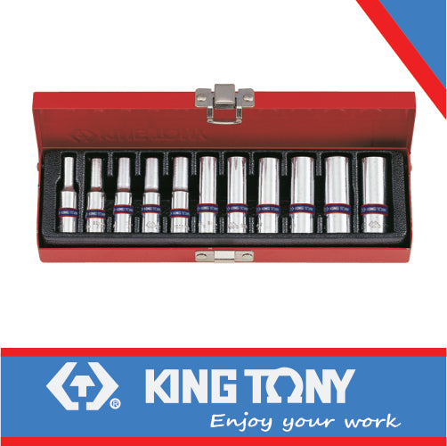 KING TONY SOCKET SET 1/4" METRIC DEEP 4   13MM 6P | 2511MR