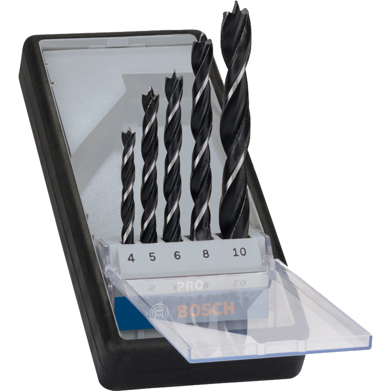 Bosch 5Pc PRO Wood Brad Point Drill Bit Set, 4-10mm | 2607010527