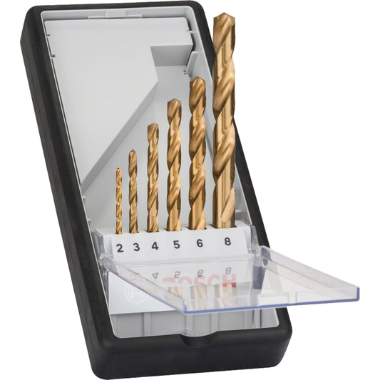 Bosch 6Pc Robust Line Metal Drill Bit Set HSS-TiN, 135°, 2-8mm | 2607010530