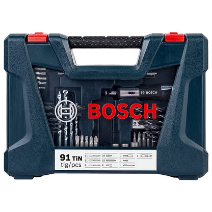 Bosch 91Pc V-Line Drilling & Driving Bit Set with Ratchet Screwdriver | 2607017402