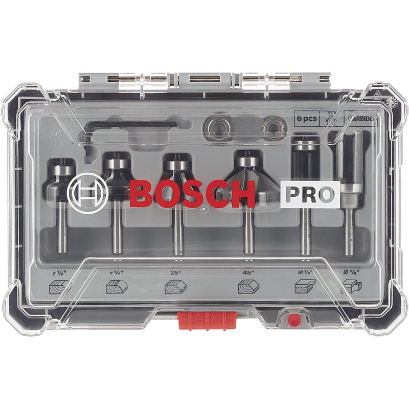 Bosch 6Pc PRO Trim and Edging Router Bit Set, 1/4" Shank | 2607017470