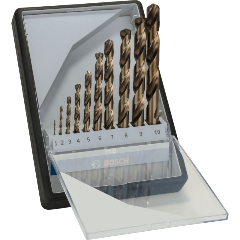 Bosch 10Pc PRO Stainless Steel HSS-Co Twist Drill Bit Set, 1-10mm | 2607019925