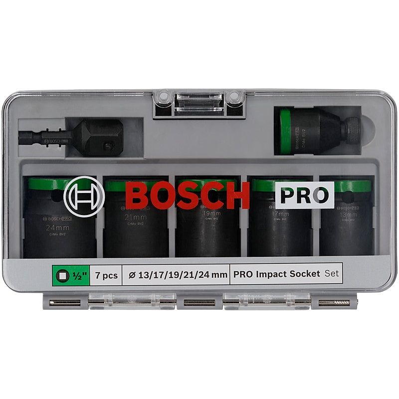 Bosch PRO 7-Piece Standard Impact Socket Set with 1/2" Adapter | 2608003032
