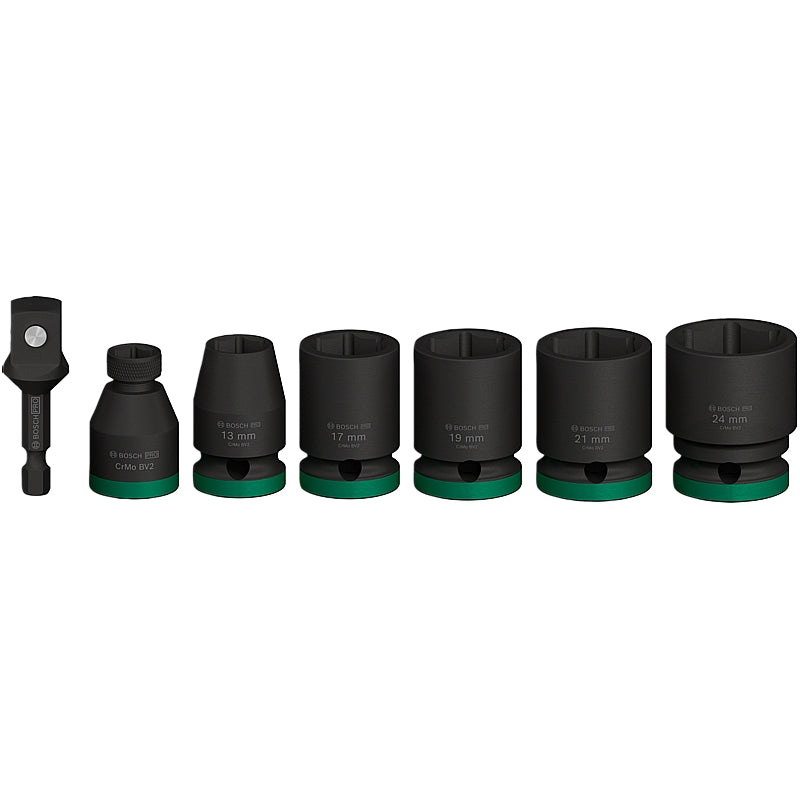 Bosch PRO 7-Piece Standard Impact Socket Set with 1/2" Adapter | 2608003032