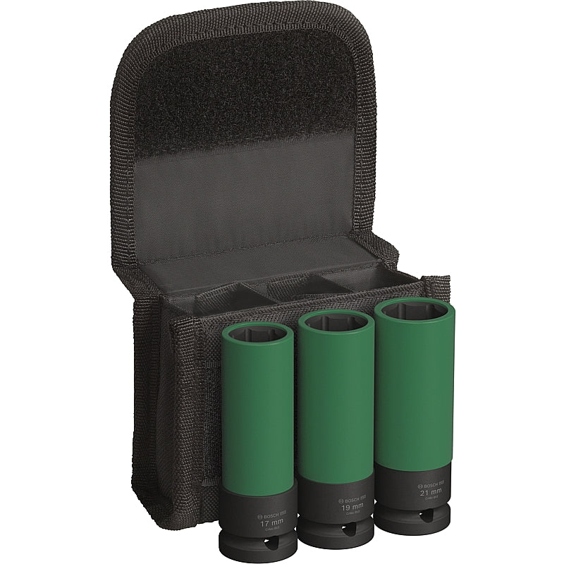 Bosch 3Pc PRO Extra-Deep Impact Socket Set, 17/19/21mm, 1/2 Sq. Dr. | 2608003033