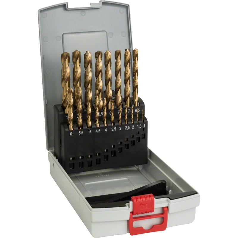 Bosch 19Pc ProBox Metal Drill Bit Set HSS-TiN, 1-10mm (Titanium Coating) | 2608587015