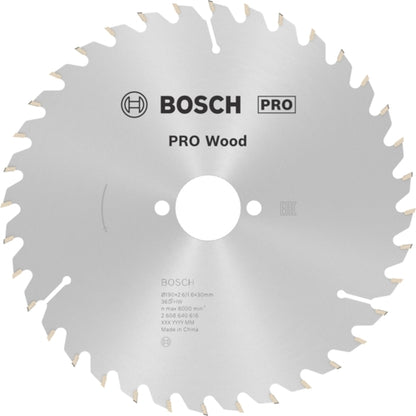 Bosch PRO Wood Circular Saw Blade, Ø190MM X B30MM X 2.6MM - 36T | 2608640616