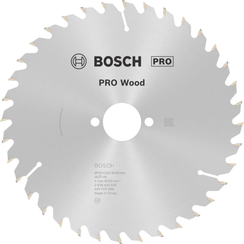 Bosch PRO Wood Circular Saw Blade, Ø190MM X B30MM X 2.6MM - 36T | 2608640616