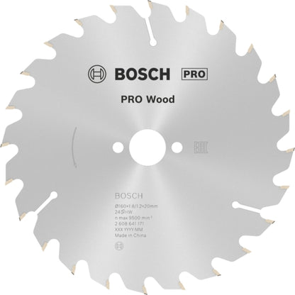 Bosch PRO Wood Circular Saw Blade, Ø160MM X B20MM X 1.8MM - 24T | 2608641171