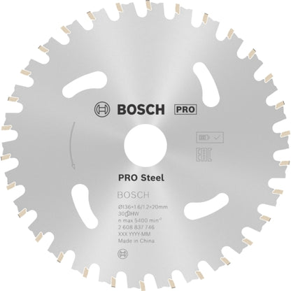 Bosch PRO Steel Cordless Circular Saw Blade, Ø136MM X B20MM X 1.6MM - 30T | 2608837746