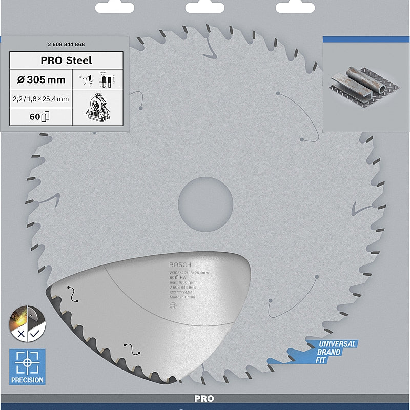 Bosch PRO Steel Saw Blade D 305MM X B 25.4MM X K 2.2/1.8MM - 60T | 2608844868