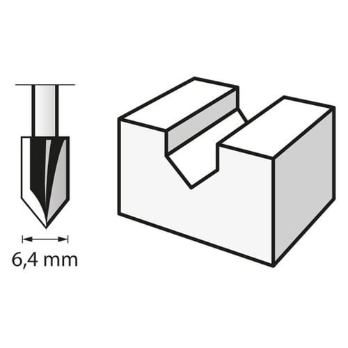Dremel - 1Pc V-Groove Router Bit (HSS) 6.4mm (640) | 2615064032