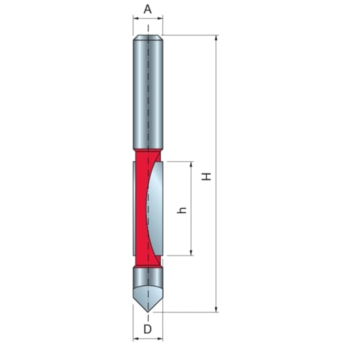 Freud Panel Pilot Router Bit, D-12.7mm x h-31.75mm x H-96.2mm x A-12mm | 28-10412P