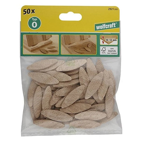 Wolfcraft 50 Piece Jointing Biscuits Beech, Size 0 | 2921000