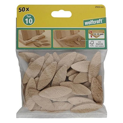 Wolfcraft 50 Piece Jointing Biscuits Beech, Size 10 | 2922000