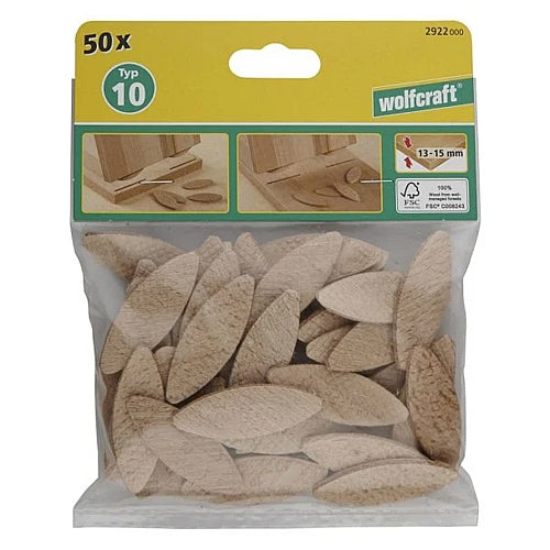 Wolfcraft 50 Piece Jointing Biscuits Beech, Size 10 | 2922000