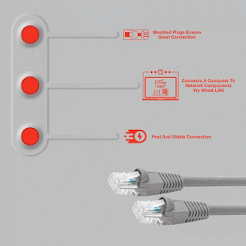 Volkano Network Series RJ-45 Network Cable, CAT5, 3m - Grey | VK-20014-GR