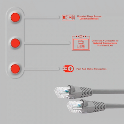 Volkano Network Series RJ-45 Network Cable, CAT5, 3m - Grey | VK-20014-GR