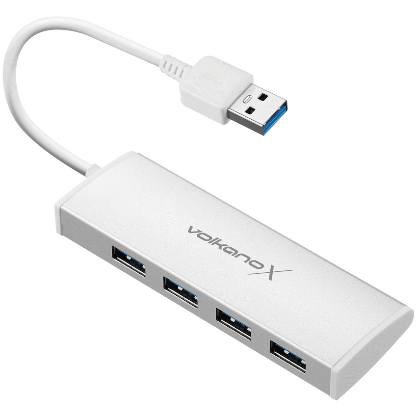 VolkanoX Media Series 4-Port USB Hub with Power Cable | VK-20208-SL