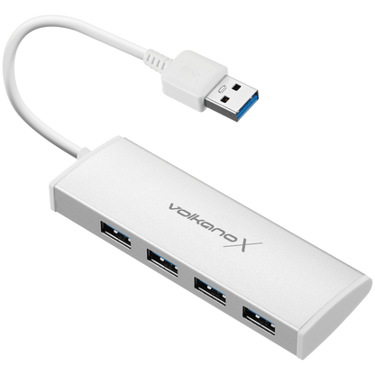 VolkanoX Media Series 4-Port USB Hub with Power Cable | VK-20208-SL