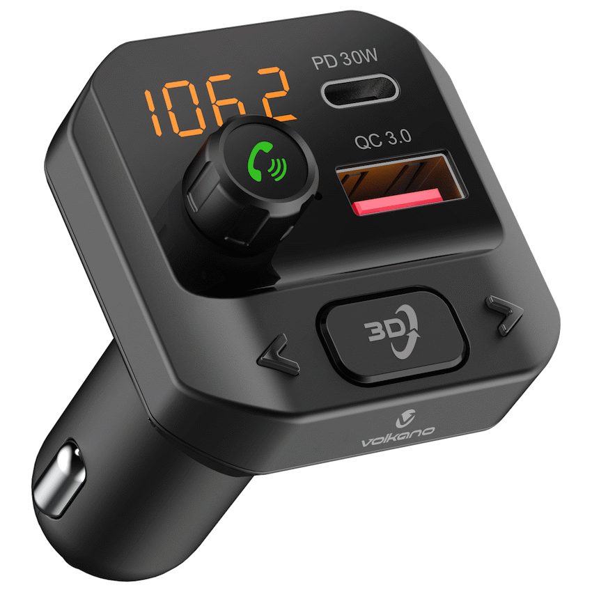 Volkano Grill Series Bluetooth Car Modulator and Charger | VK-3041-BK