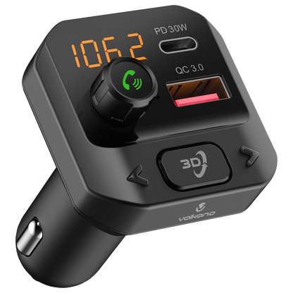 Volkano Grill Series Bluetooth Car Modulator and Charger | VK-3041-BK