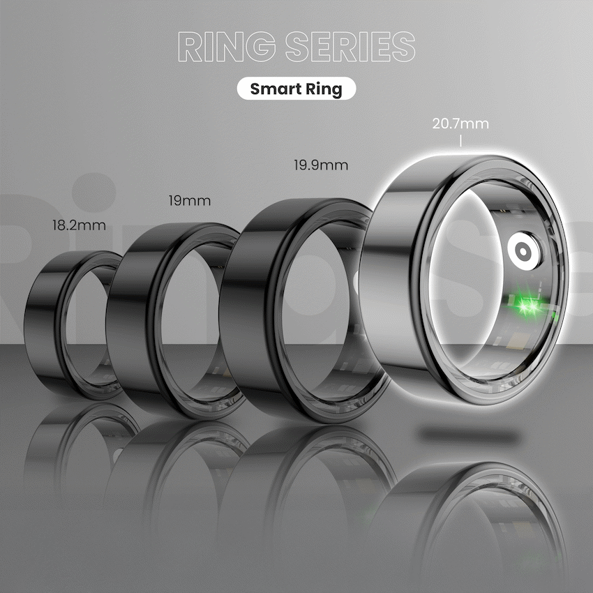 Volkano Ring Series Smart Ring with Charging Case - 20mm | VK-5098-VL-BK