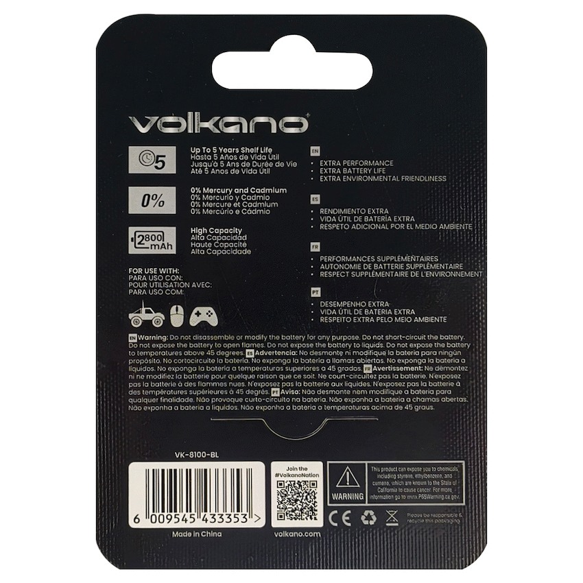Volkano Extra series Alkaline Batteries AA pack of 4 | VK-8100-BL