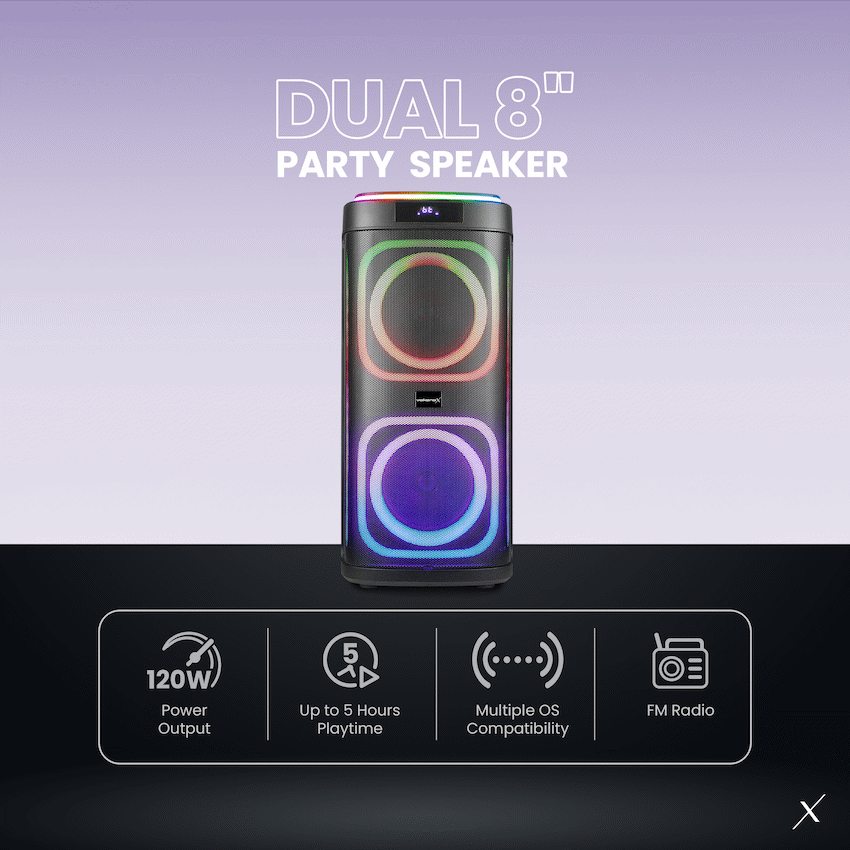 VolkanoX Master Series Dual 8" Party Speaker | VKX-3901-D8-BK