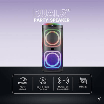 VolkanoX Master Series Dual 8" Party Speaker | VKX-3901-D8-BK