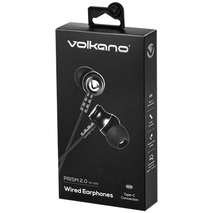 Volkano Prism 2.0 Series Type-C Earphone - Black | VK-1019-BK[V1]