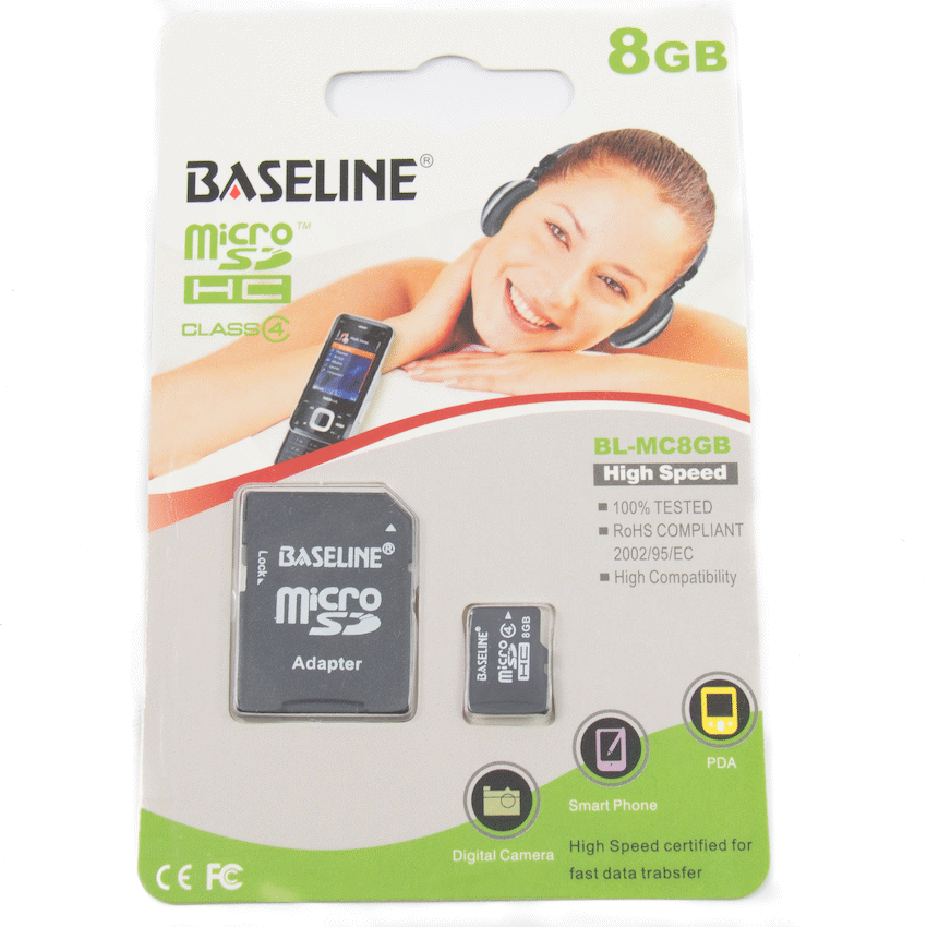 Baseline 8GB MicroSDHC Class 10 Memory Card with SD Adapter | BLRP-MC8GB